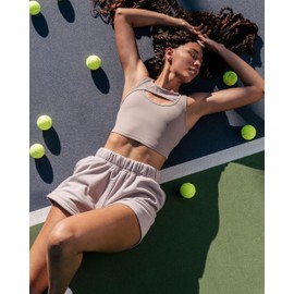 Kamo Fitness CozyTec Sweat Shorts Women High Waisted Lounge Comfy Casual Cotton Shorts with Pockets (Porpoise, M)