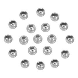 PATIKIL 3.8mm Fly Tying Tungsten Beads, 50 Pcs Tungsten Slotted Beads Tungsten Round Ball Beads for Jig Hooks Fishing Materials, Dark Silver