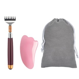 1 x Retractable Back Scratcher, 1 x Gua Sha Board, 1 x Flannel Bag, Manual Back Scratcher, Portable Scratch