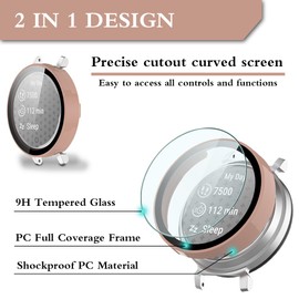 SHUAXI 2 Pack Watch Screen Protector Case Compatible for Garmin Lily 2, Case with Tempered Glass Film Hard PC Bumper Full Coverage Cover, Pink+Clear