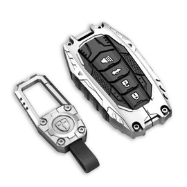Cavlobe Zinc Alloy Key Fob Cover,Keychain,Full Protection Car Key Case for Toyota Venza Sienna Tundra Prius RAV4 Prime Land Cruiser Corolla Highlander 2025 Camry Keyshell Accessories(NO.038 Silver)
