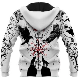 Mgyfady Men's Viking Tattoo Hoodies 3D Print Norse Mythology Graphic Long Sleeve Sweatshirt Pullover with Pockets