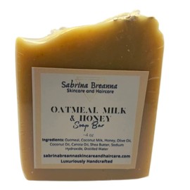 Oatmeal Milk & Honey Soap Bar| Vegan Natural Handmade| for Face and Body| moisturizing| Natural Colorant| no sulfates| great for all skin types & sensitive skin| Good for eczema psoriasis rosacea