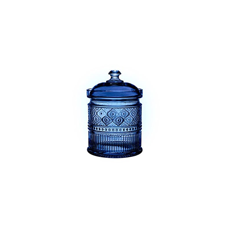 Godinger Canister Storage Container, Non Leaded Crystal Storage Canister Blue