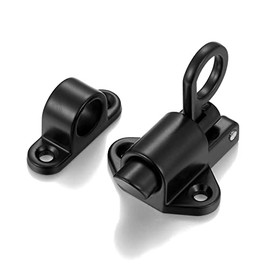 2 Packs Self-Closing Latches，Black Spring Door Lock，Resilient Bolt Latch Aluminum Alloy Safety Automatic Spring Barrel Door Lock with Screws，Used for Wooden Door，Wooden Window and Cabinet etc