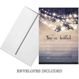25 Outdoor Lights You're Invited Party Invitations 5x7 Card Stock with Envelopes