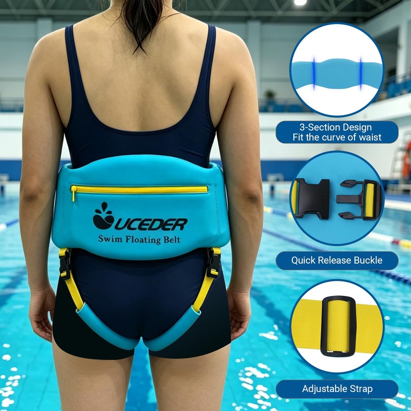 UCEDER Swim Belt for Adult, Adjustable Flotation Belt with Leg