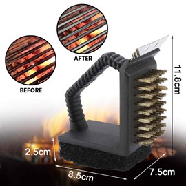 Sturdy Stainless Steel Barbecue Oven Cleansing Brush 3 in 1 BBQ Grill Cleaning Brush Kit Wire Bristles and Soft Comfortable Handle Perfect Cleaner for Grill Cooking Grates