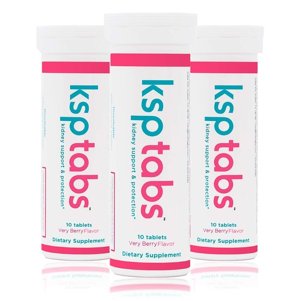 KSPtabs All Natural Hydration & Kidney Health Supplement to Combat Calcium Oxalate Crystal Formation, Very Berry-3 Pack
