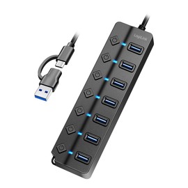 LogiLink UA0420 USB 3.2 Gen1 Hub with 7 Ports and On/Off Switch (per Port)