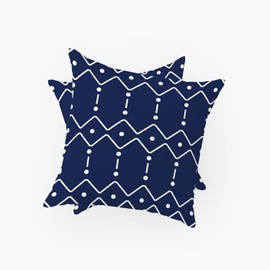 ggaimwf Geometric Pillow Cases 2 Pack Geometric Pattern Navy Blue Cushion Covers Abstract Pillow Covers Modern Cushions with Covers Include for Sofa Living Room Home Decor Square Cushions 50x50cm