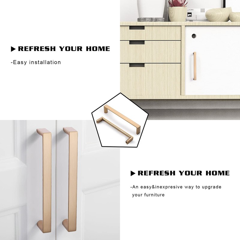 KNOKLOCK 6 Pack 5 Inch(128mm) Cabinet Pulls Square Champagne Bronze