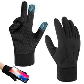 Waterproof Gloves Men Cycling Gloves Winter Gloves for Men Outdoor Thermal Waterproof Non-Slip Grip Touch Screen Gloves Windproof Winter Warm Gloves Men Women for Driving Walking Running Gloves