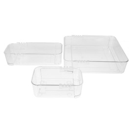 NOLITOY 3pcs Transparent Drawer Storage Bin for Office Home Organizers Versatile Utensils Makeup Organizers Pet Material Stackable Design for Efficient Space Management