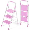 KINGRACK 3 Step Ladder, Sturdy Step Stool with Handrail, Anti-Slip