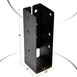 4 Pcs Upgraded Concealed Beam Hangers, 2"x4" Outdoor Concealed Flange, Q235B Steel Frame Bracket, Railing Bracket for Beam, Swing, Handrail, Fence 2"x4" (Black)