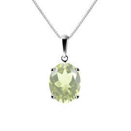 Franki Baker Rare Natural Oval Pale Green Amethyst (Prasiolite) Gemstone Pendant Necklace. Chain length: 50cm
