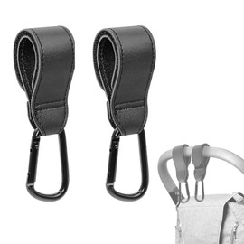 LKCCTK Luggage Hooks, Baby Stroller Hooks, Set of 2, PU Leather, , Lightweight, Durable, Anti-Slip, Multi-purpose, Suitable for Outdoors, Camping, Baby Strollers, Bikes, Carts, Bicycles