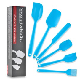 Set of 6 silicone spatulas, food-grade, heat-resistant rubber spatulas with seamless one-piece design and stainless steel core, nonstick kitchen utensils for cooking, baking, and mixing. (blue)