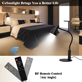 CeSunlight LED Desk Lamp, 3 Lighting Modes and 6 Brightness Levels, 10W Flexible Gooseneck Table Lamp for Living Room and Study, Remote Control with Timing Function, AC Adapter Included (Black)