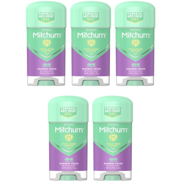 Mitchum Advanced Women Gel Anti-Perspirant & Deodorant, Shower Fresh 2.25 oz (Pack of 5)