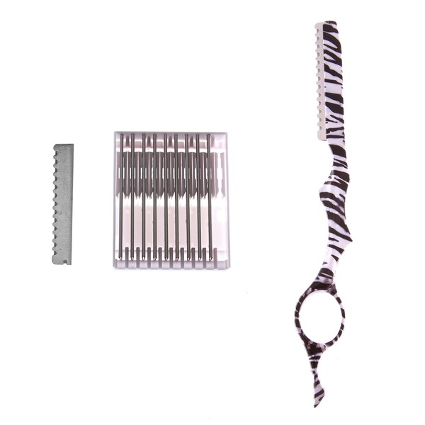 ShearsDirect Razor with Box of Blades, Zebra Feather, 3.0 Ounce