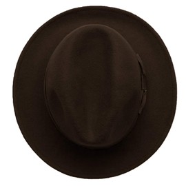 Men's Premium Milano Wool Felt Fedora Grosgrain Band Hat (S/M, Brown)