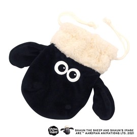 NICI 3090938 Shaun the Sheep Figure Face Pouch, Goods, Anime, Characters, Drawstring Pouch, Storage, Accessories, Cosmetics, Sheep, Fluffy, Gift, Germany, White