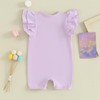 Mubineo Baby Girl Summer Basic Plain Ruffle Sleeve Bubble Romper