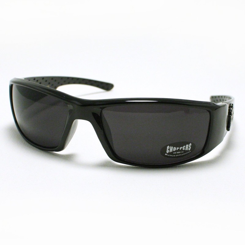 Mens Choppers Sunglasses Biker Motorcycle Logos Flame All Black