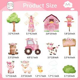 MEMOVAN - Decoración para tartas de granja, 14 piezas, animales de granja, pollo, oveja, cerdo, vaca, magdalenas, decoraciones para tartas de granja para granjas, vacas, cumpleaños, fiestas de baby