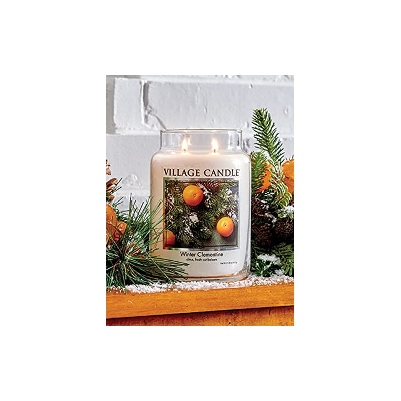 Village Candle Winter Clementine Large Apothecary Jar, Scented Candle, 21.25