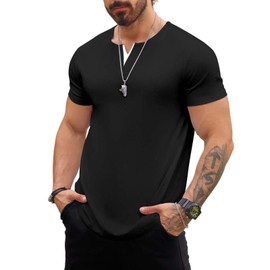 Mancozy Mens T Shirts Comfortable Breathable Soft V-Neck Short-Sleeved Tee Shirt for Men XX-Large Black
