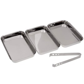 GRÄWE Breading Set, 4 Pieces, 3 x Stainless Steel Bowls for Breading Including Tongs