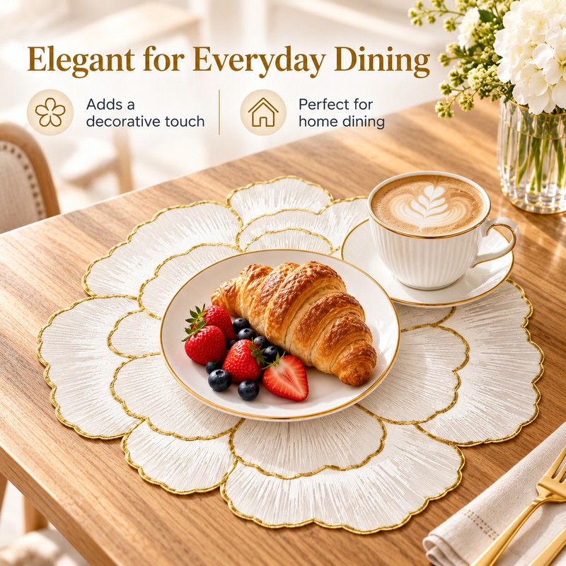 Flower-Shaped Placemats for Dining Tables – 6 Piece Decorative Floral