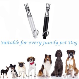Bkemkri 2 Pack Dog Whistle, Dog Training Whistle Dog Whistles for Recall, Ultrasonic Stop Barking Silent with Lanyard, Adjustable Dog Training Whistle for Most Breeds (Black&White)