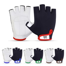 PPE FIT Cycling Gloves Protective Biking Gloves for Men/Women-Bicycling Gloves Mountain Bike Gloves Anti-Slip Shock-Absorbing Pad Half Finger Gloves for Workout Training (RED, Large)