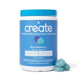 Create Creatine Monohydrate Gummies for Men & Women, Boost Focus, Strength, and Endurance, Anti-Melting Formula, Vegan, Gluten-Free, Non-GMO, 1.5g of Creatine per Gummy (Blue Raspberry, 90 ct)