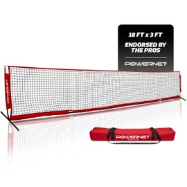PowerNet Portable Soccer Tennis Net & Pickleball Net, Durable Weighted Metal Base, Quick Setup in Driveway, Backyard & Beach, Indoor & Outdoor Training Equipment, Includes Carry Bag (18 FT)