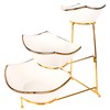 jinsongdafa 3-Tier Serving Rack Ceramic Bowls, Foldable Gold Stand with