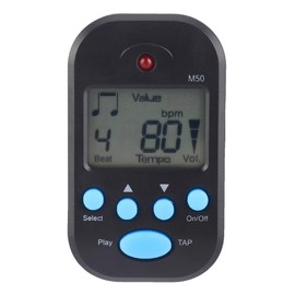 Digital Metronome, Mini Multi-Functional Beat Tempo 0-9 Beat Value 3-Gear Volume Adjustment with Clip and Lanyard Hole, Portable 2.4 x 1.4 x 0.6in LCD Digital Metronome for Piano Guitar Violin Drum