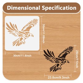 Doodlream Eagle Stencil Template 11.8 x 11.8 Inch Reusable Plastic Bird Stencil for Painting on Wood Wall Floor Fabric Glass DIY Home Decor
