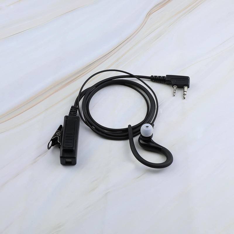 EMSea Walkie Talkie Headset Inline PTT Mic G-Shape Earpiece Compatible