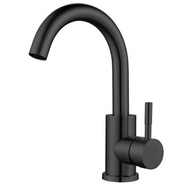 Kohonby Wet Bar Sink Faucet Single Hole, Matte Black Single Handle Faucet for Kitchen or Bathroom Sink, Modern Stainless Steel Prep Sink Faucet Commercial Rv Sink Faucet Laundry Sink Faucet (No Drain)