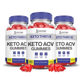 Justified Laboratories (3 Pack Keto Thrive Keto ACV Apple Cider Vinegar Formulated with Pomegranate Beet Juice Powder B12 Vegan Non GMO 180 Gummies