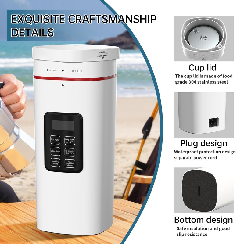 Travel Electric Kettle Portable 304 Stainless Steel LED Display Temperature