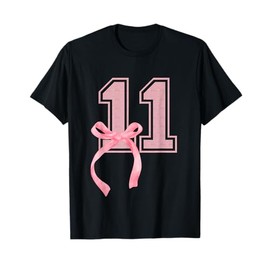 Birthday Girl Pink Coquette Bow 11 Year Old Aesthetic Girly T-Shirt