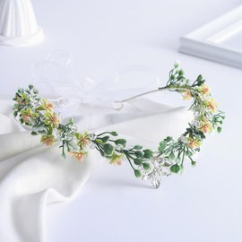 Formery Flower Fairy Headpiece Silver Rhinestone Elf Headband Garland Renaissance Wedding Handmade Crystal Floral Leaf V-shape Elven Circlet Hair Accessory for Women and Girls