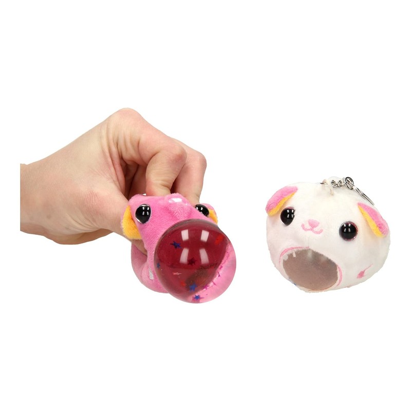 JohnToy 24337 Squishy Soft Animal Keychain, 2 Asso