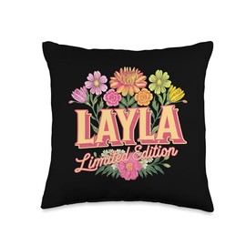 Layla Limited Edition Vintage Custom Name Wife Grandma Throw Pillow